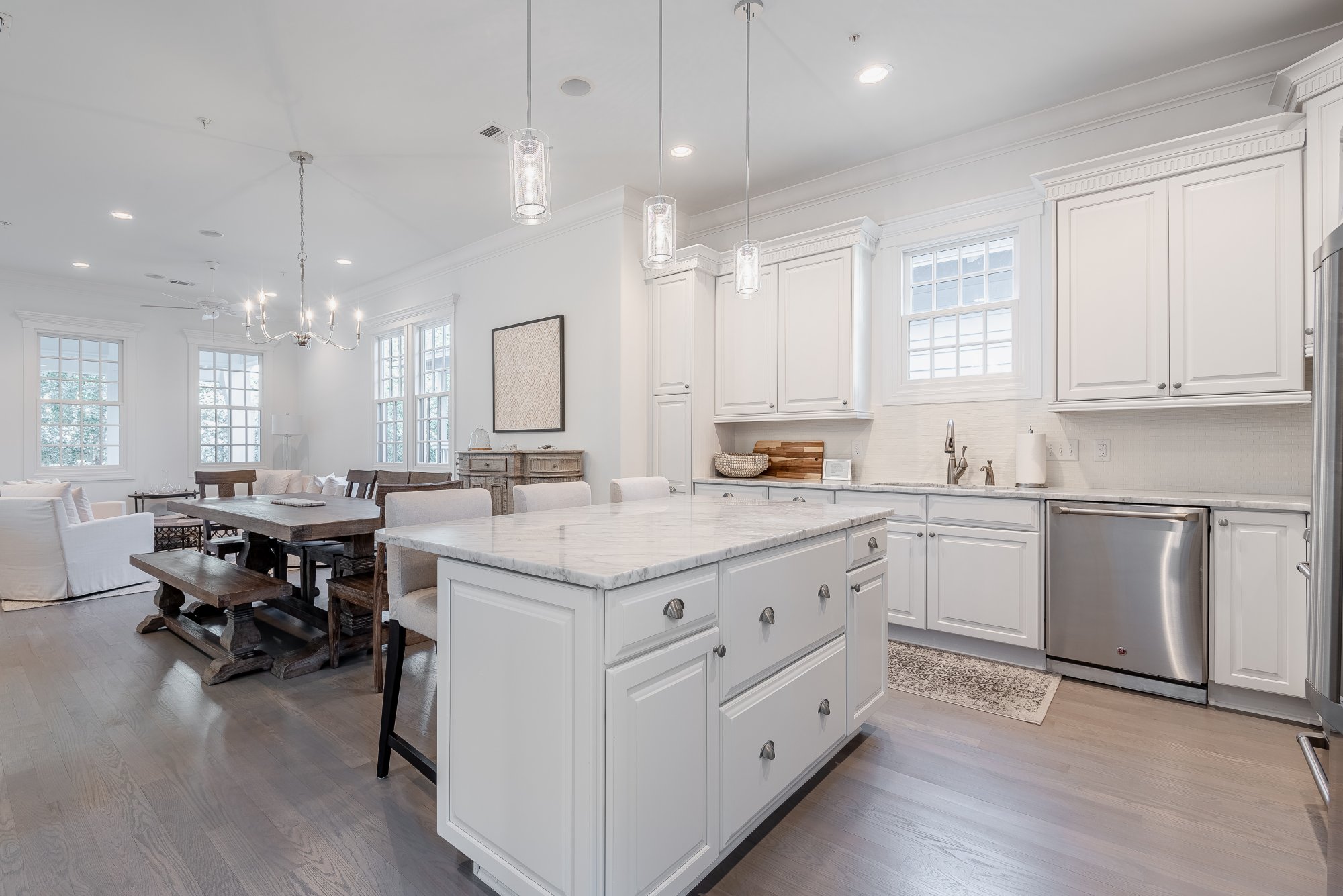 Kitchen open to dining room